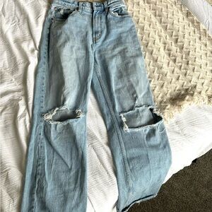 Women's Light Blue Distressed Jeans